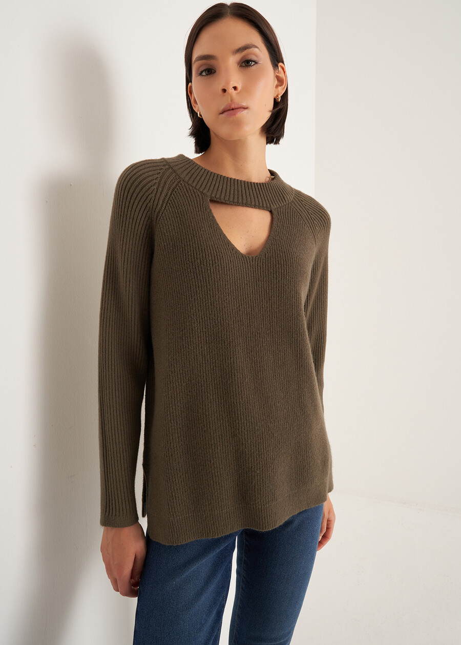 Marcella round-neck sweater VERDE ALGAMARRONE TERRA Woman , image number 2
