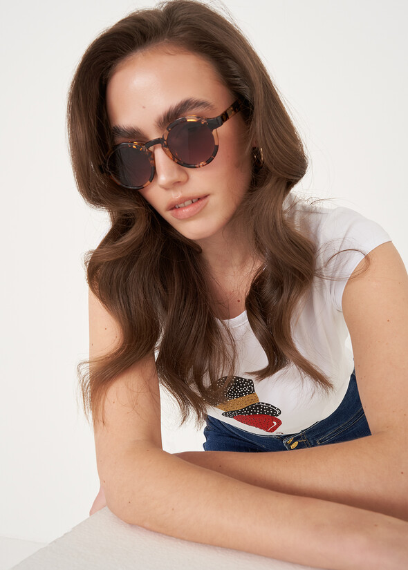 Round Brown-Beige Sunglasses MARRONE Woman null