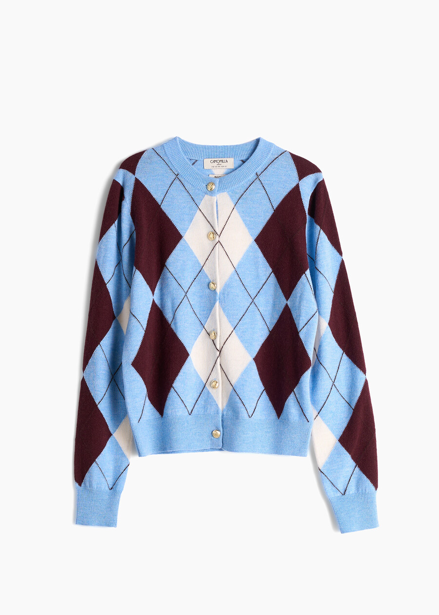 Cardigan Clod in lana argyle AZZURRO BREZZA Donna , immagine n. 5