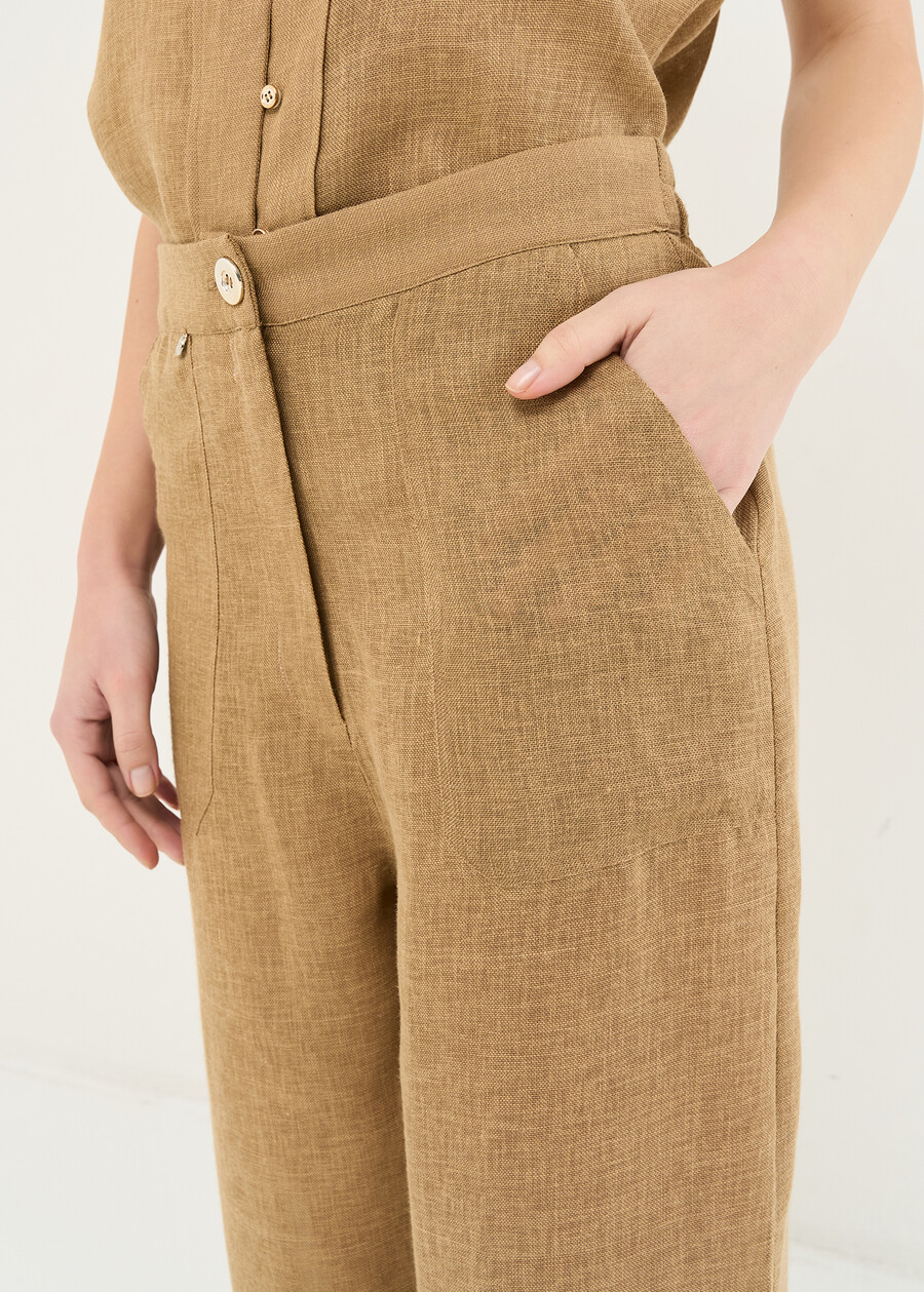 Pantaloni Park a vita alta BEIGE Donna , immagine n. 4