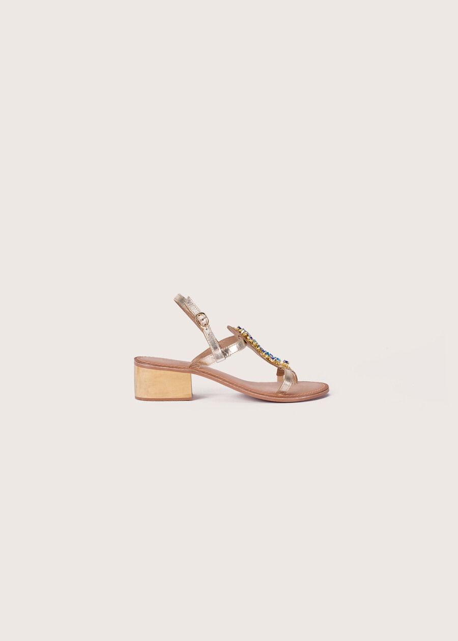 Sandalo Shaky 100% vera pelle GOLD Donna , immagine n. 3
