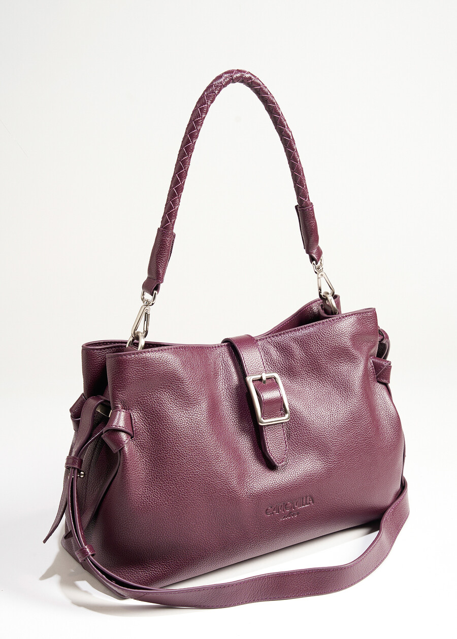 Badya 100% leather crossbody bag NERO BLACKVIOLA VINACCIA Woman , image number 2