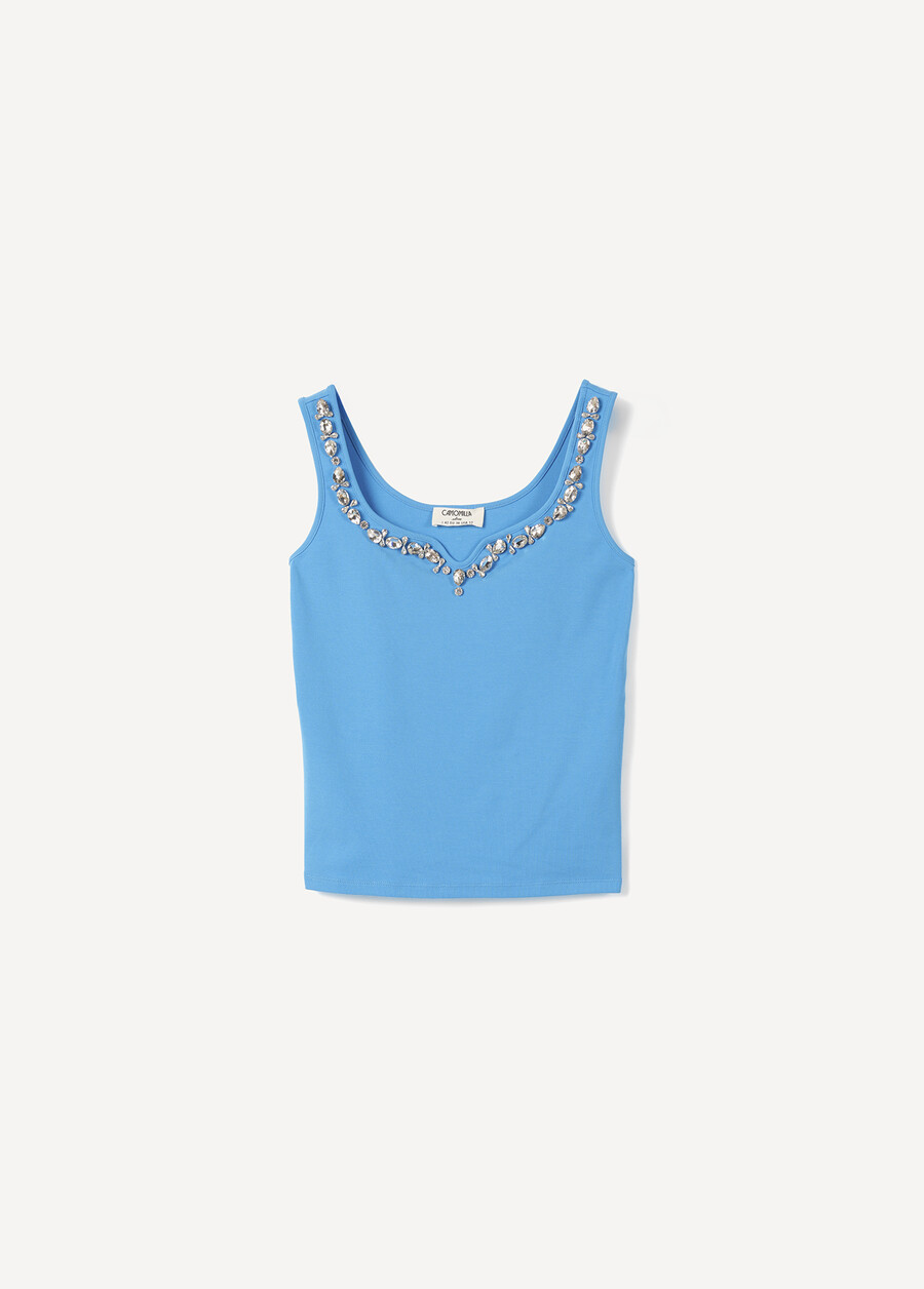 Tita Top with Rhinestones BLUE TURCHESEROSSO BORDEAUX Woman , image number 4