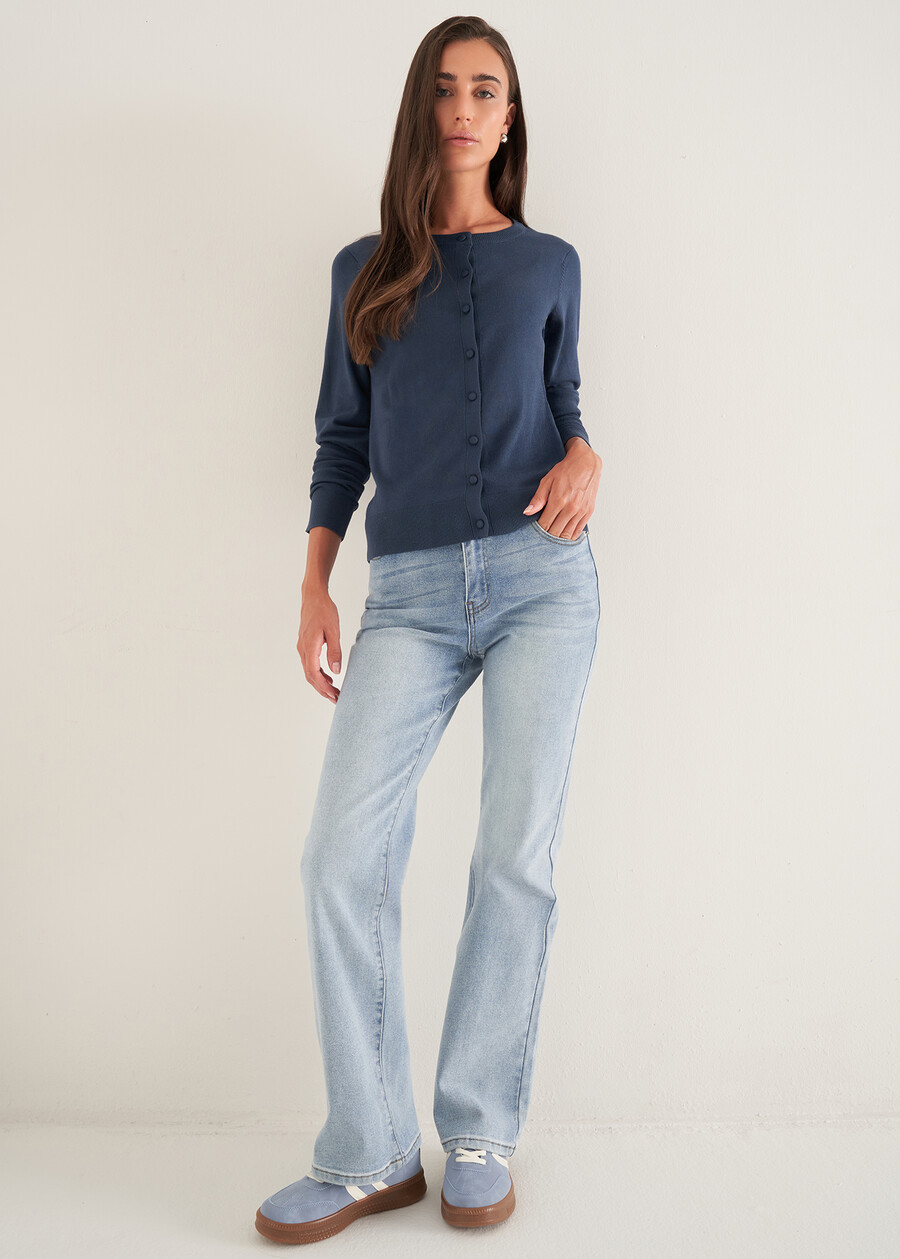 Cardigan Cristal girocollo BLU MIDNIGHTGRIGIO DARK GREY Donna , immagine n. 4