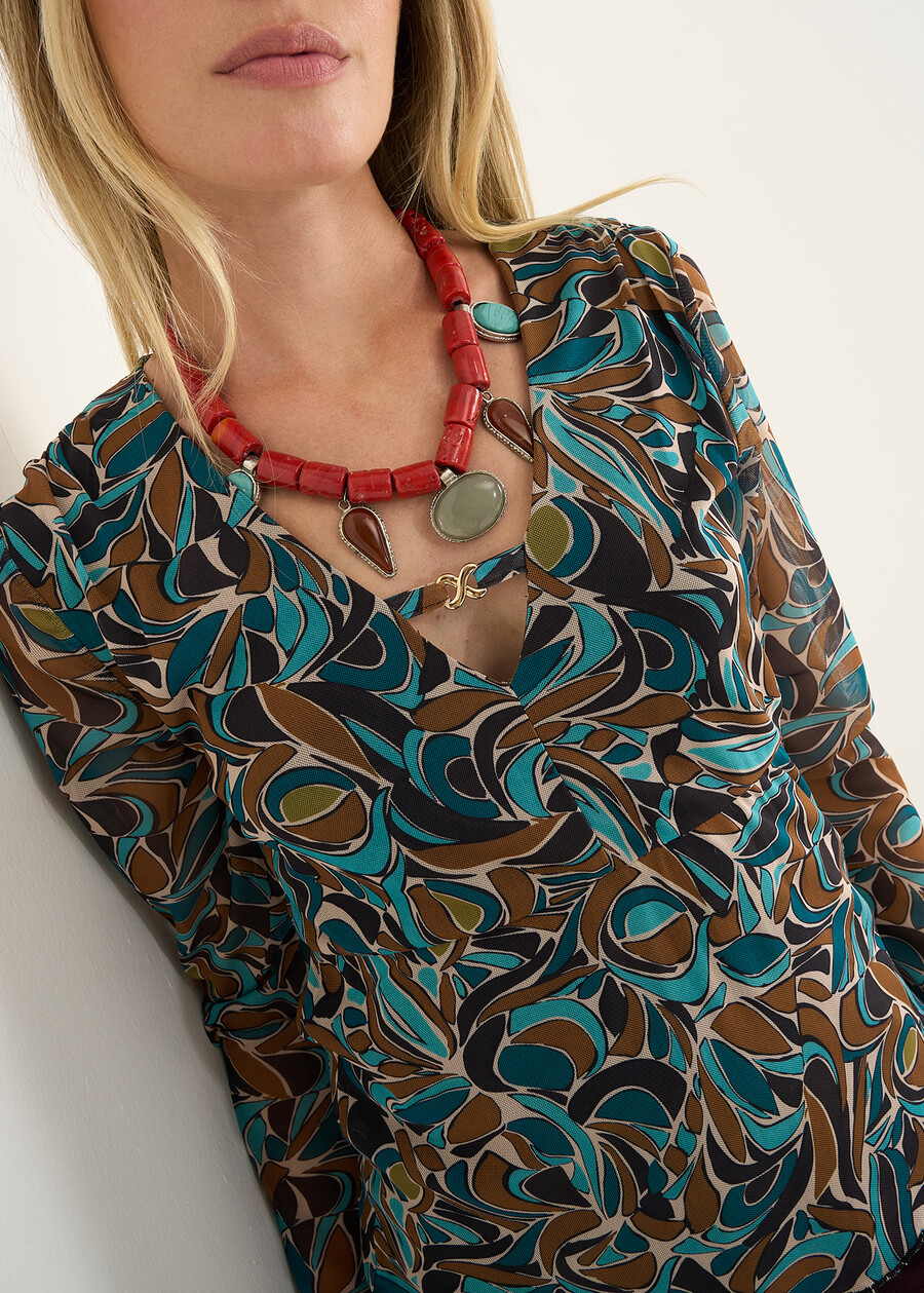 T-shirt Stella stampata scollo a V MARRONE Donna , immagine n. 2