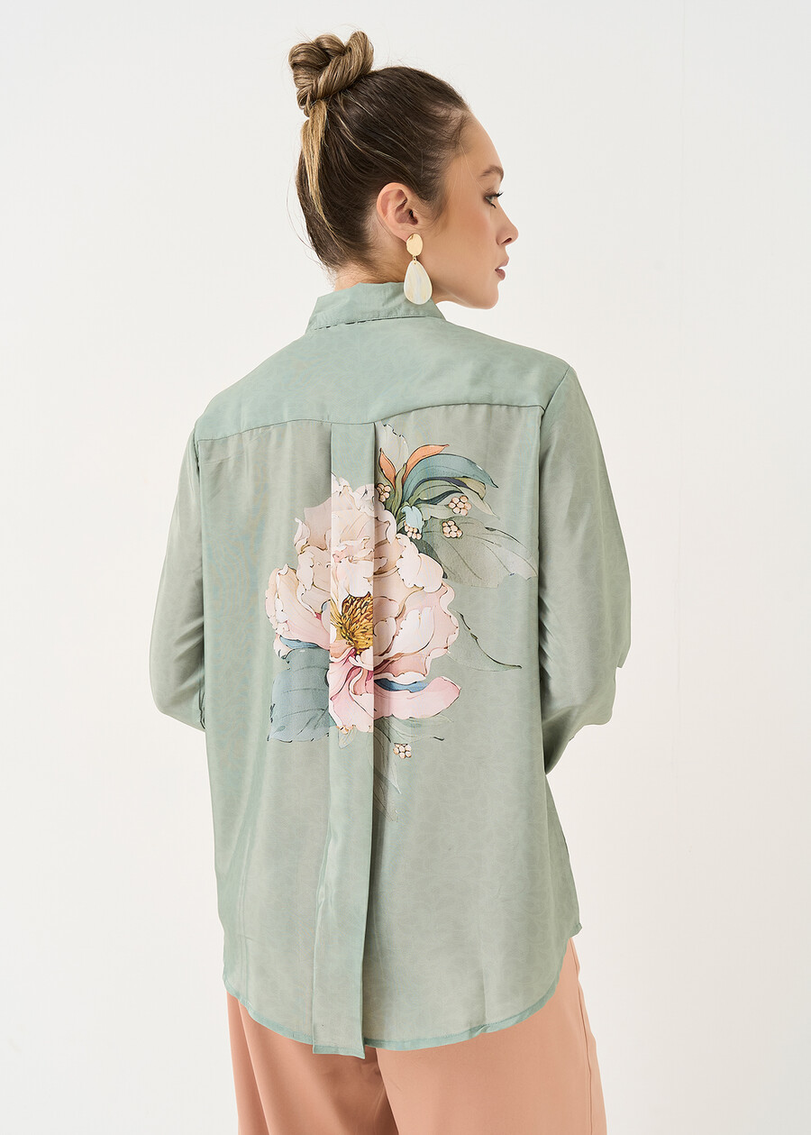 Camicia Cledy con stampa maxi fiore VERDE Donna , immagine n. 3