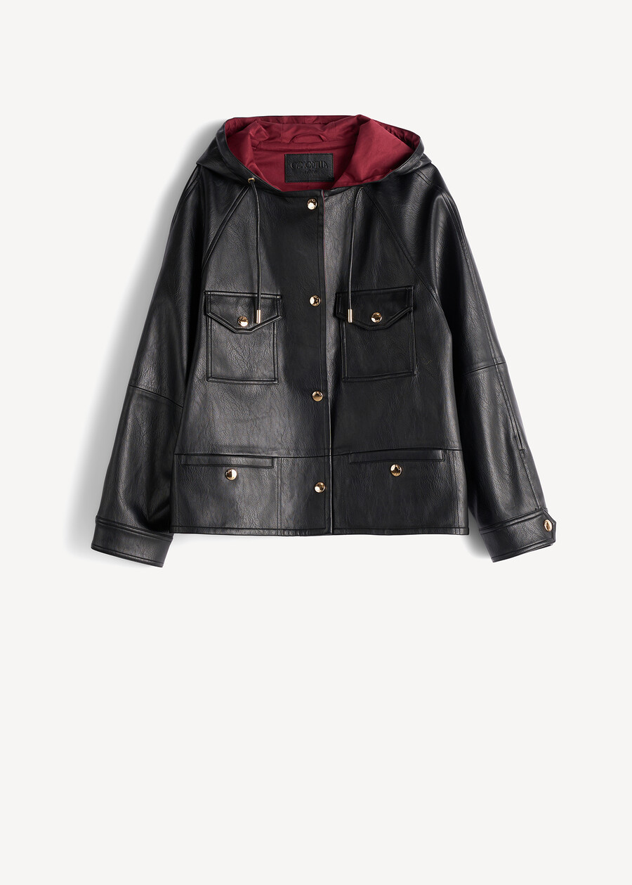 Gerard faux leather hooded jacket NERO Woman , image number 6