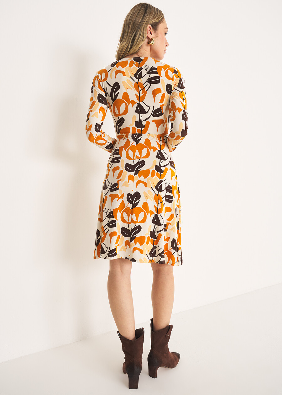 Amor leaf-print jersey dress GIALLO MOSTARDA Woman , image number 3