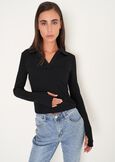 T-shirt Seymur con collo a camicia NERO BLACK Donna immagine n. 1