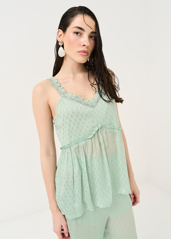 Tomas top with embroidery VERDE Woman null