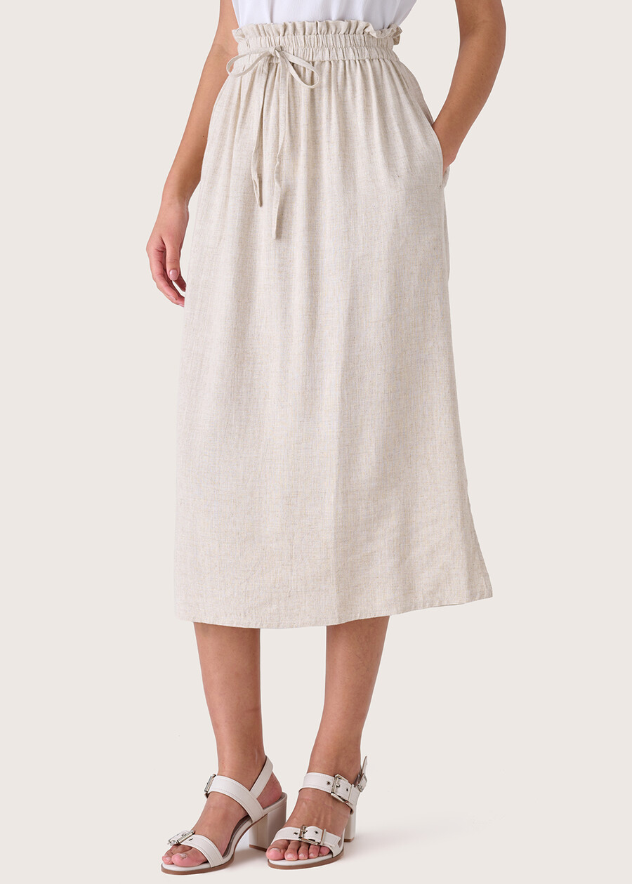 Gonna Gienah in lino e viscosa BEIGE SAFARI Donna , immagine n. 2