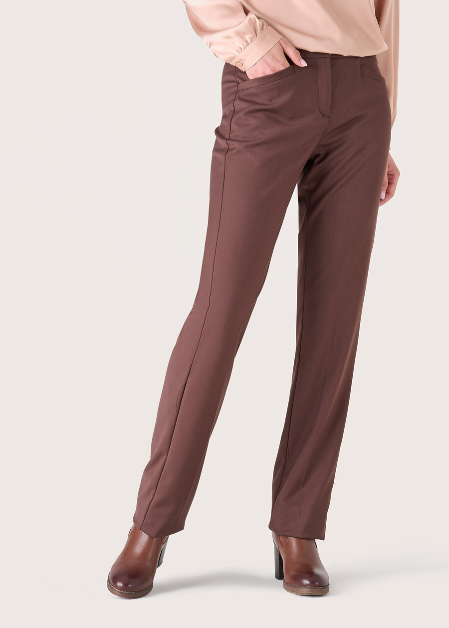 Pantalone Miranda in poliviscosa MARRONE CASTAGNABLU INCHIOSTRO Donna , immagine n. 2