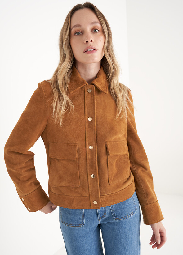 Greta 100% genuine leather jacket MARRONE CARAMELLO Woman null