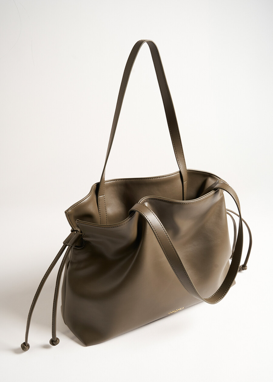 Bethel faux leather shopping bag NERO BLACKMARRONE FANGO Woman , image number 3