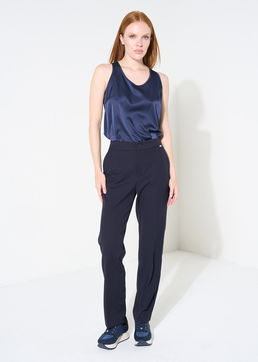 Teresa satin sleeveless top NERO BLACKBIANCO WHITEBLU Woman , image number 4