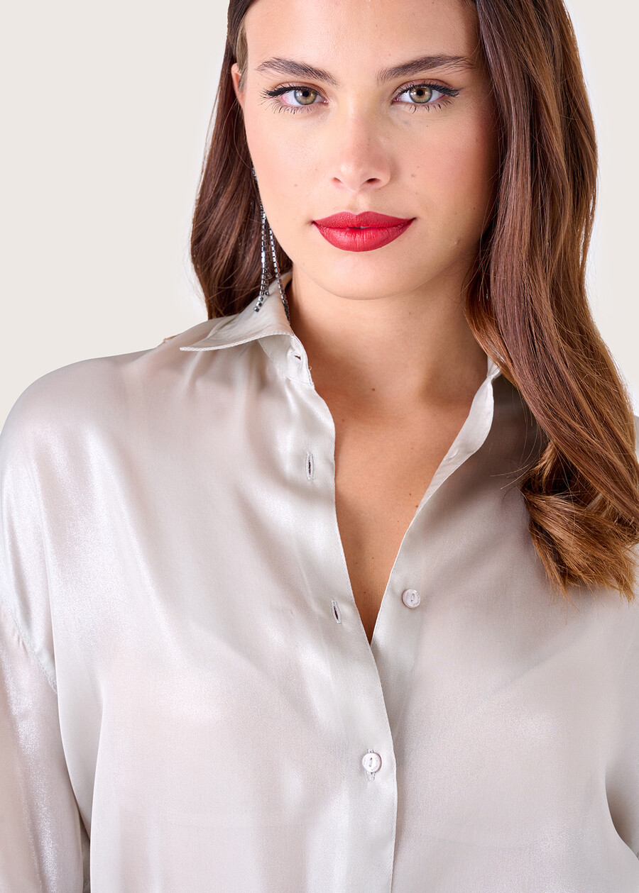 Camicia Cher in tessuto shimmer GRIGIO CLOUD Donna , immagine n. 2