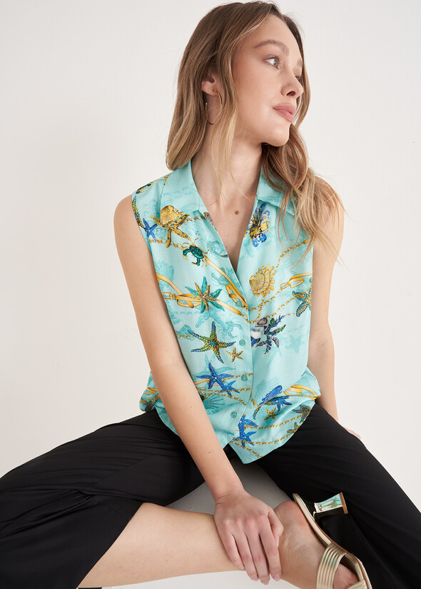 Top Tamira Fantasia Stelle Marine BLUE TURCHESE Donna null