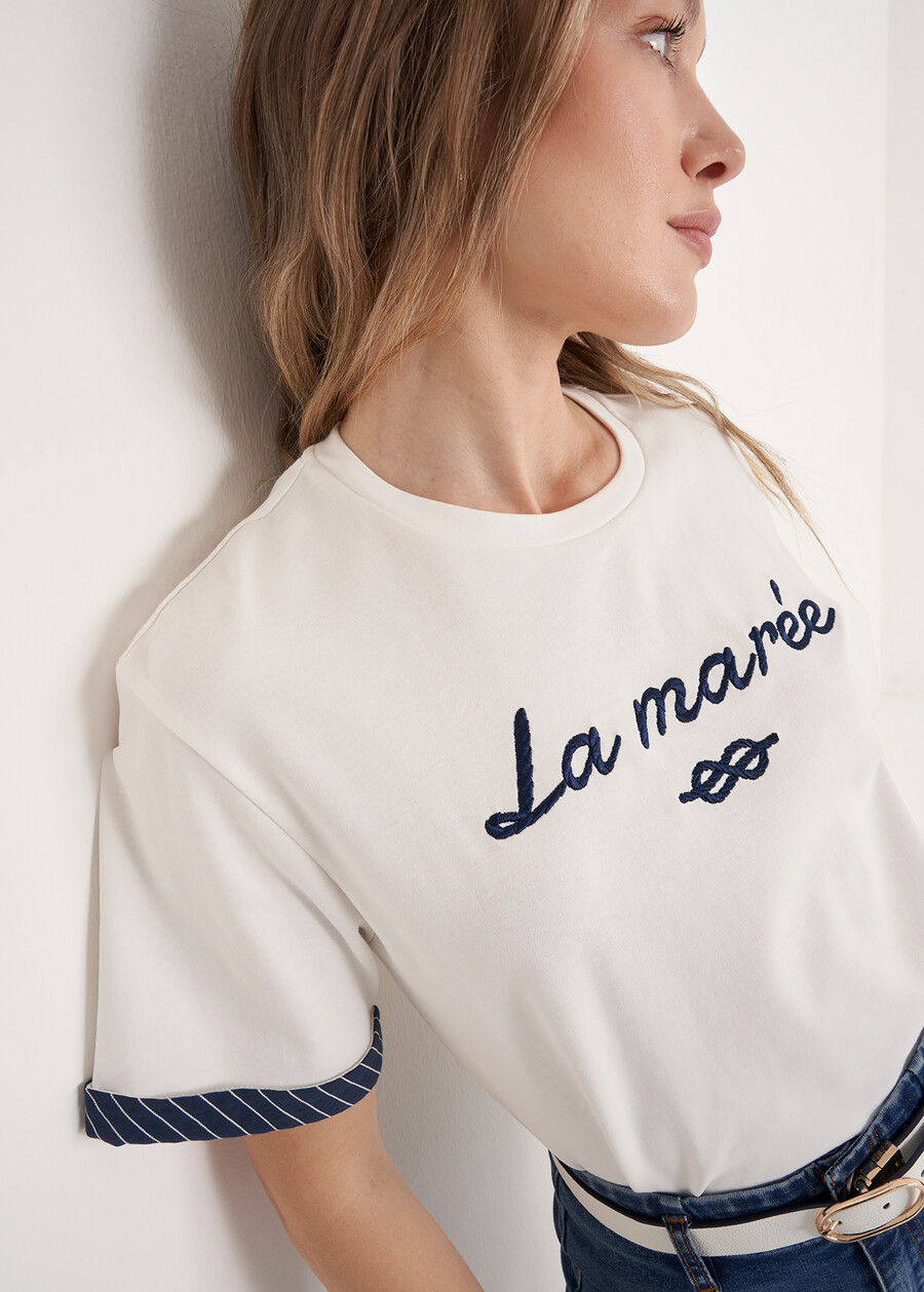 T-Shirt Stazzy Con Ricamo BEIGE LATTE Donna , immagine n. 2