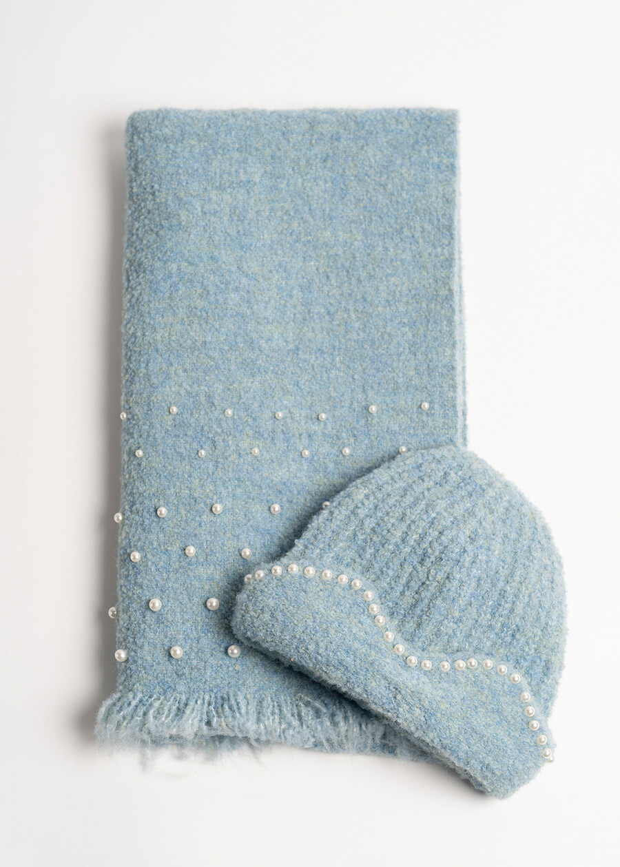 Gift Idea – Pearl-Detail Scarf e Matching Beanie ROSACELESTE FIORDALISO Woman , image number 4