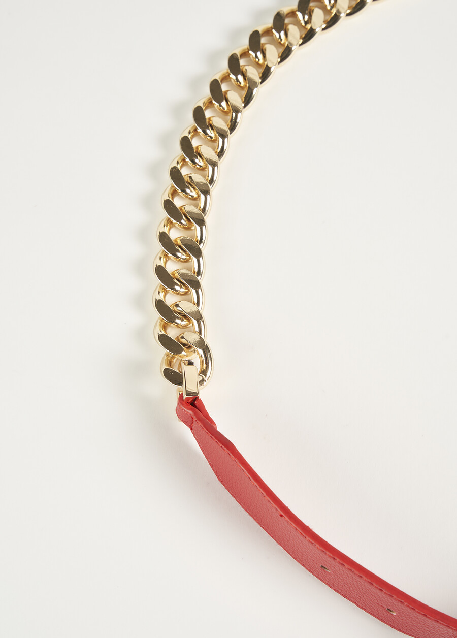 Cintura Chains in ecopelle e catena ROSSO Donna , immagine n. 4