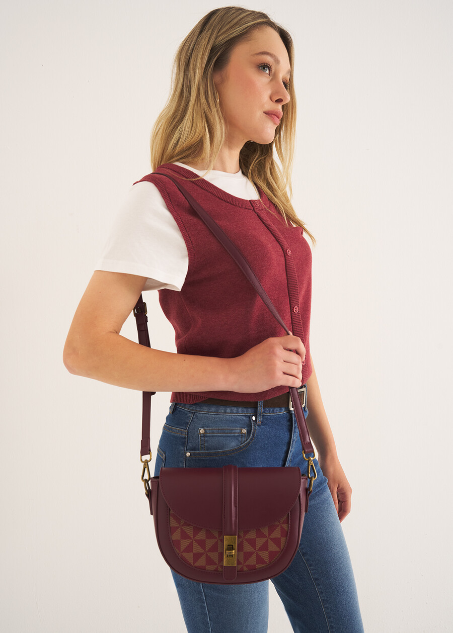 Idea Regalo – Tracolla Geometrica e Portafogli in ROSSO CHIANTI Donna , immagine n. 4