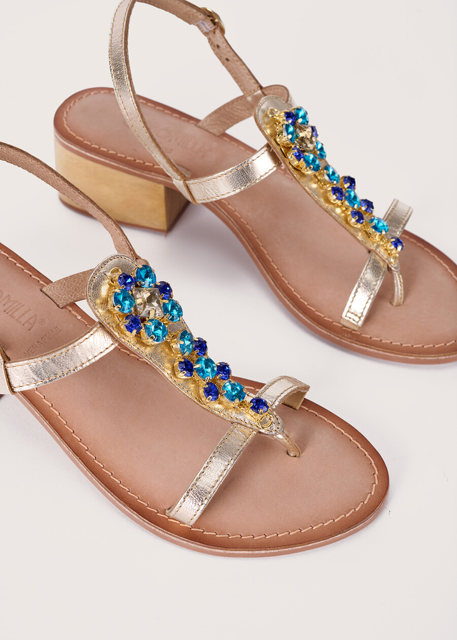 Sandalo Shaky 100% vera pelle GOLD Donna , immagine n. 2