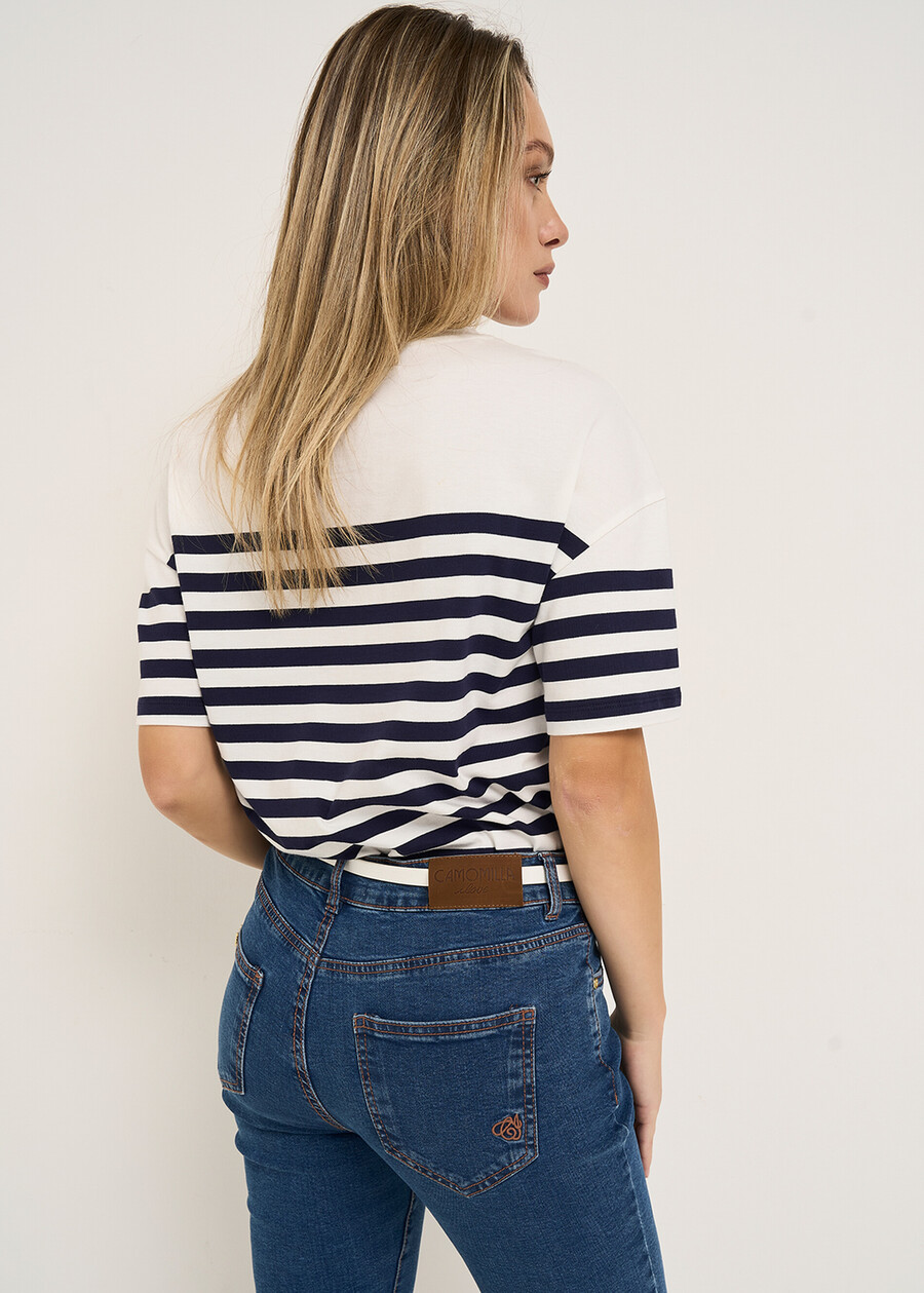 Sely T-shirt with pearls and strass BIANCO WHITE Woman , image number 3