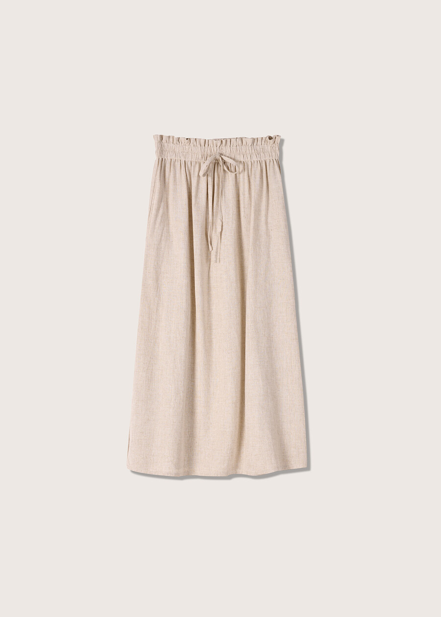 Gonna Gienah in lino e viscosa BEIGE SAFARI Donna , immagine n. 5