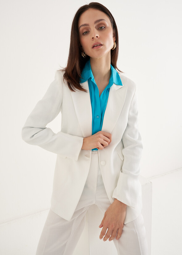 Giuliet linen-viscose blazer BIANCO WHITE Woman null