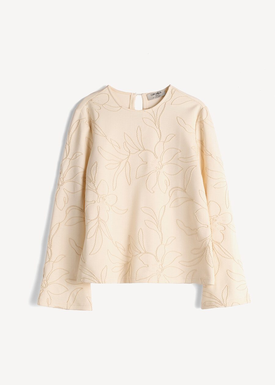 Sunny embroidered scuba sweatshirt BEIGE LATTE Woman , image number 5