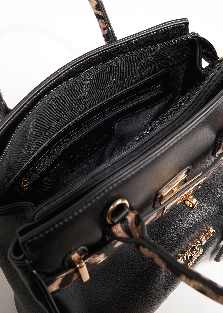 Belly Small animalier faux leather shopping bag NERO BLACK Woman , image number 4