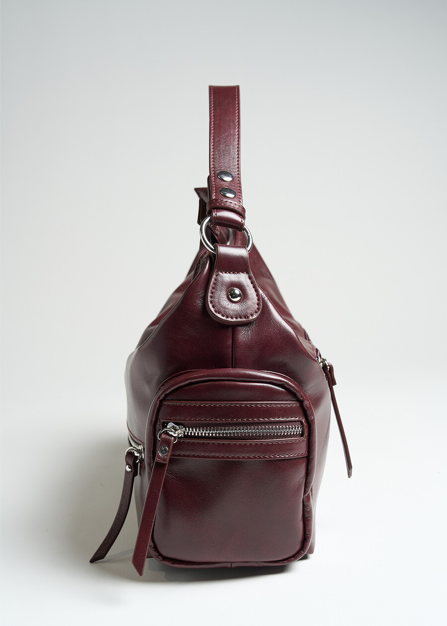 Baharia brushed faux leather hobo ROSSO BORDEAUX Woman , image number 3