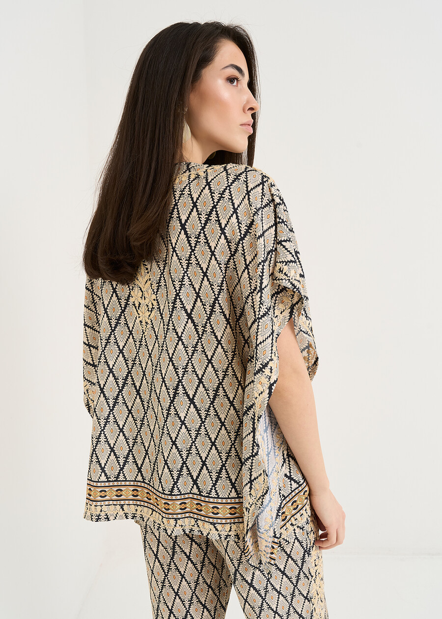 Brigida wide scarf-print shirt NERO BLACK Woman , image number 3