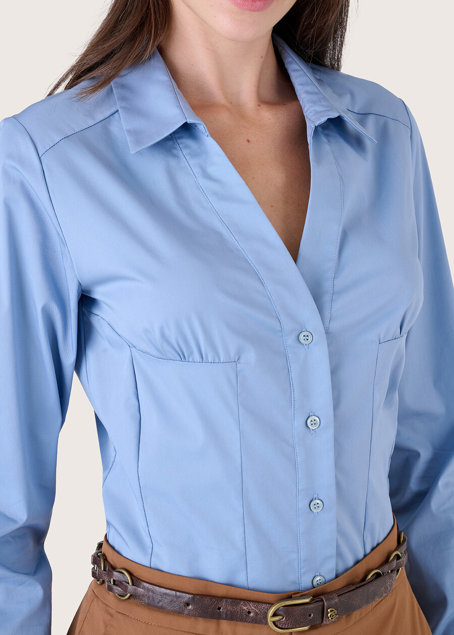 Camicia Carlett in cotone BIANCO WHITEBLU CELESTE Donna , immagine n. 2