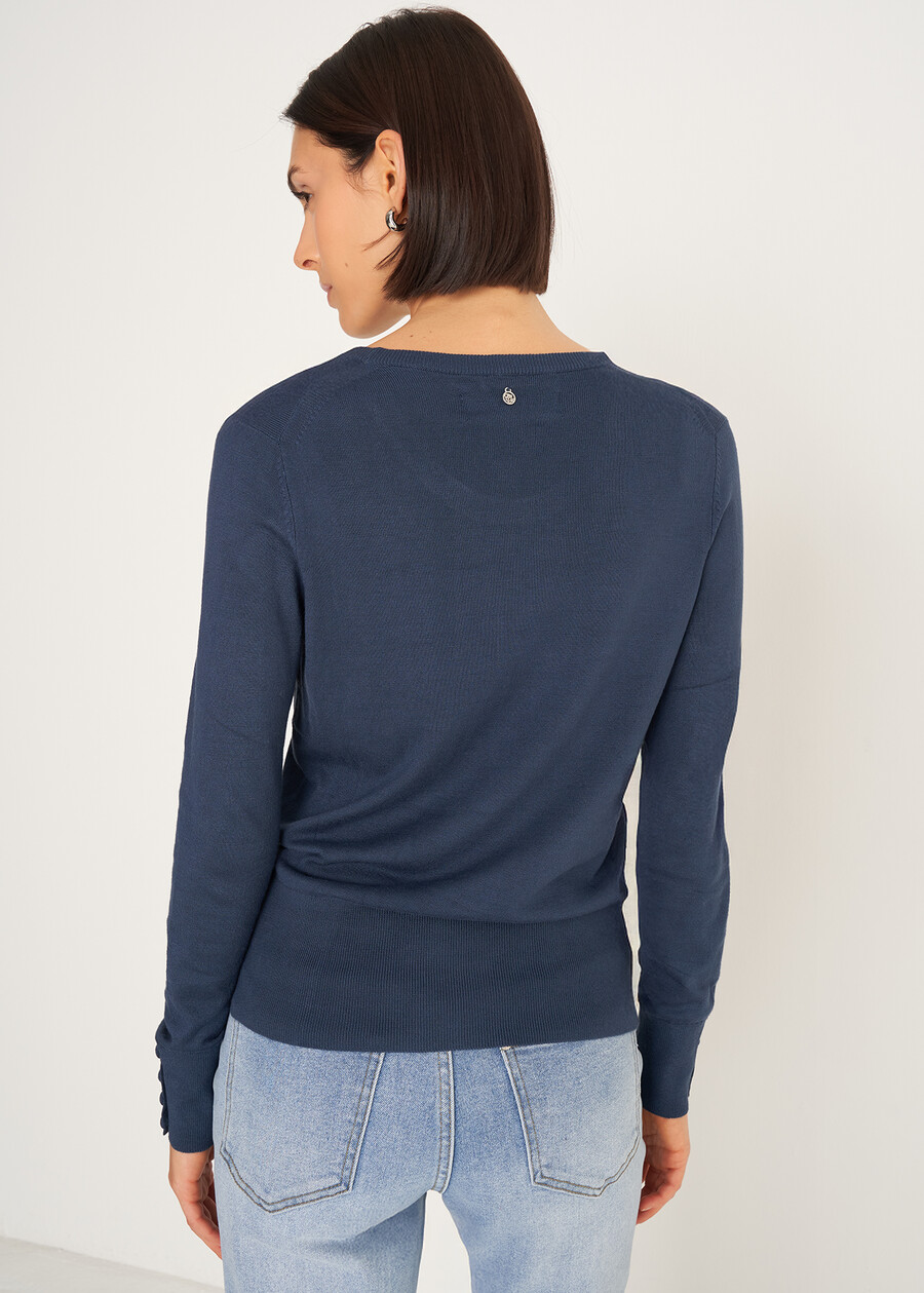 Melody wool sweater with round neck BLU MIDNIGHTCELESTE FIORDALISOVIOLA VINACCIAROSA Woman , image number 3
