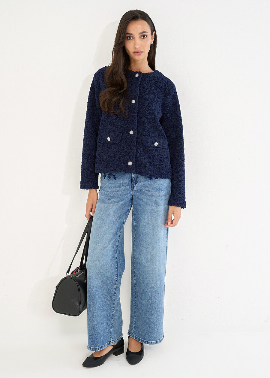 Clay round-neck cardigan BLU Woman , image number 4