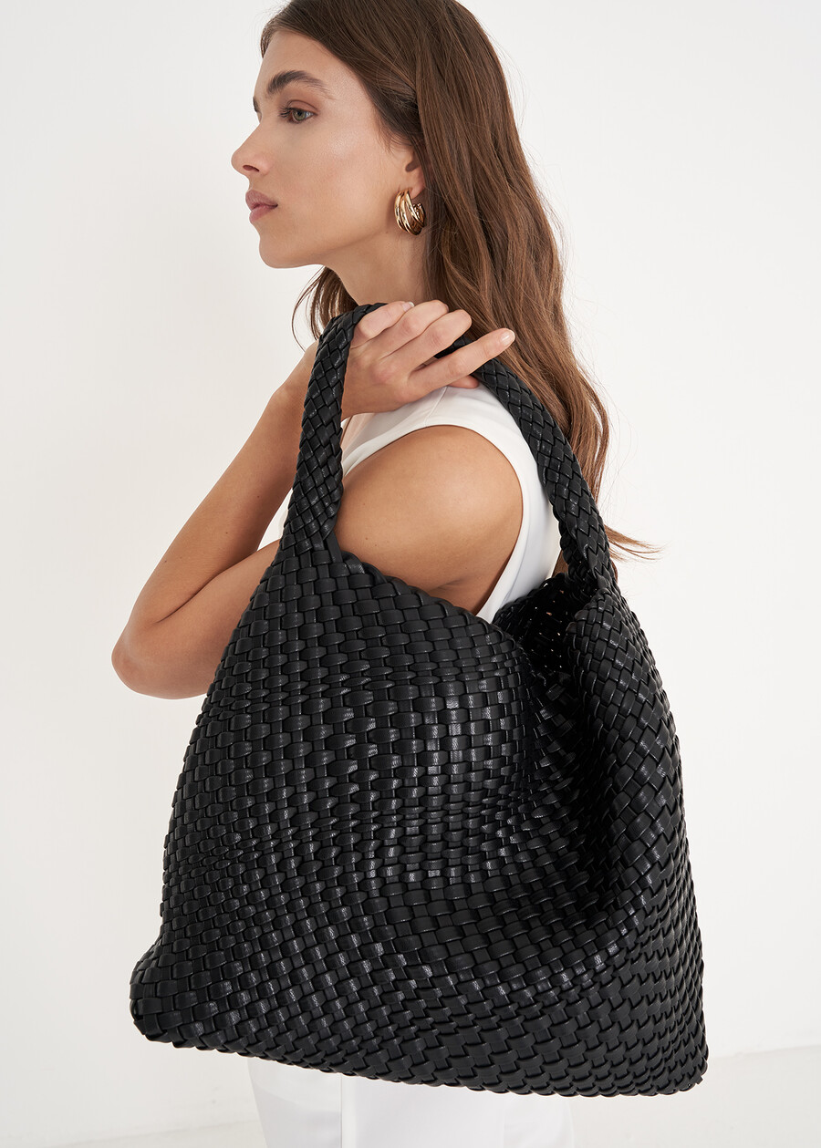 Borsa a sacca Brass in ecopelle BIANCO BURRONERO BLACK Donna , immagine n. 1