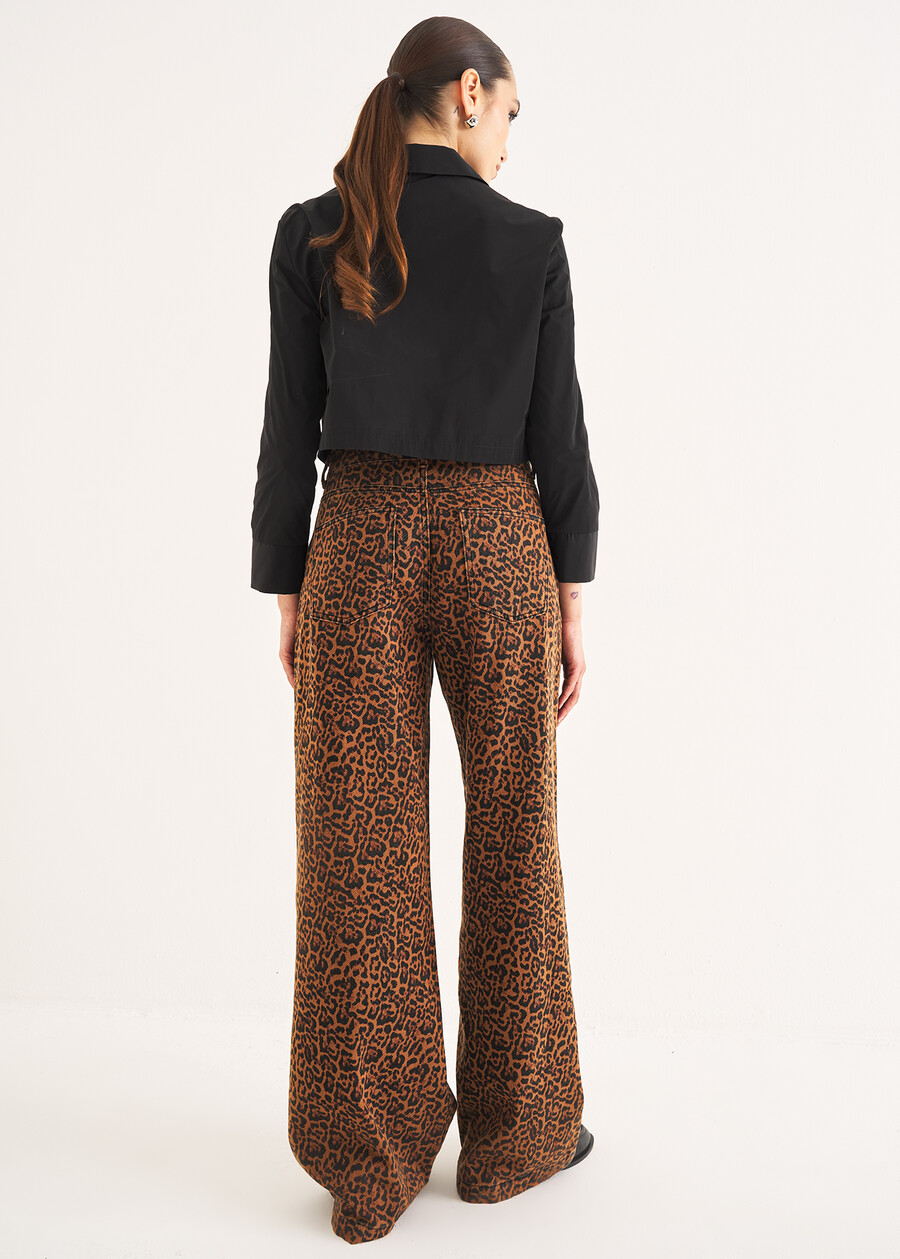 Daisy palazzo denim trousers NERO BLACKMARRONE CARAMELLO Woman , image number 4