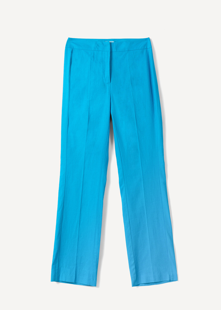 Giorgia-O linen blend trousers BLUROSABIANCO WHITEROSA FUCSIA Woman , image number 6