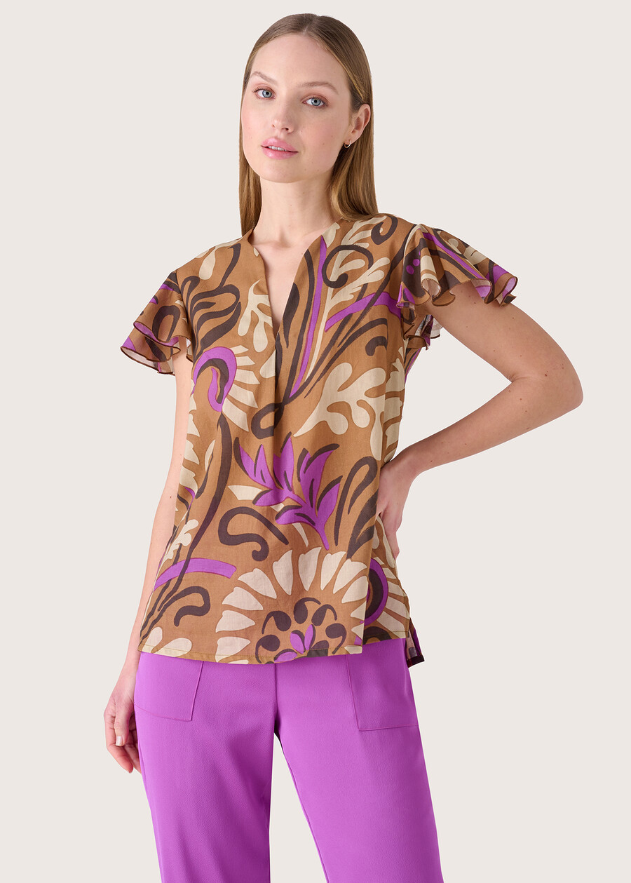 Stefy 100% cotton t-shirt MARRONE CACAO Woman , image number 1