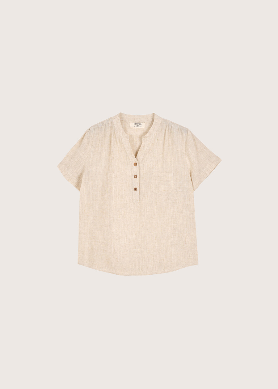 Bettany linen and viscose blouse BEIGE NARCISO Woman , image number 5