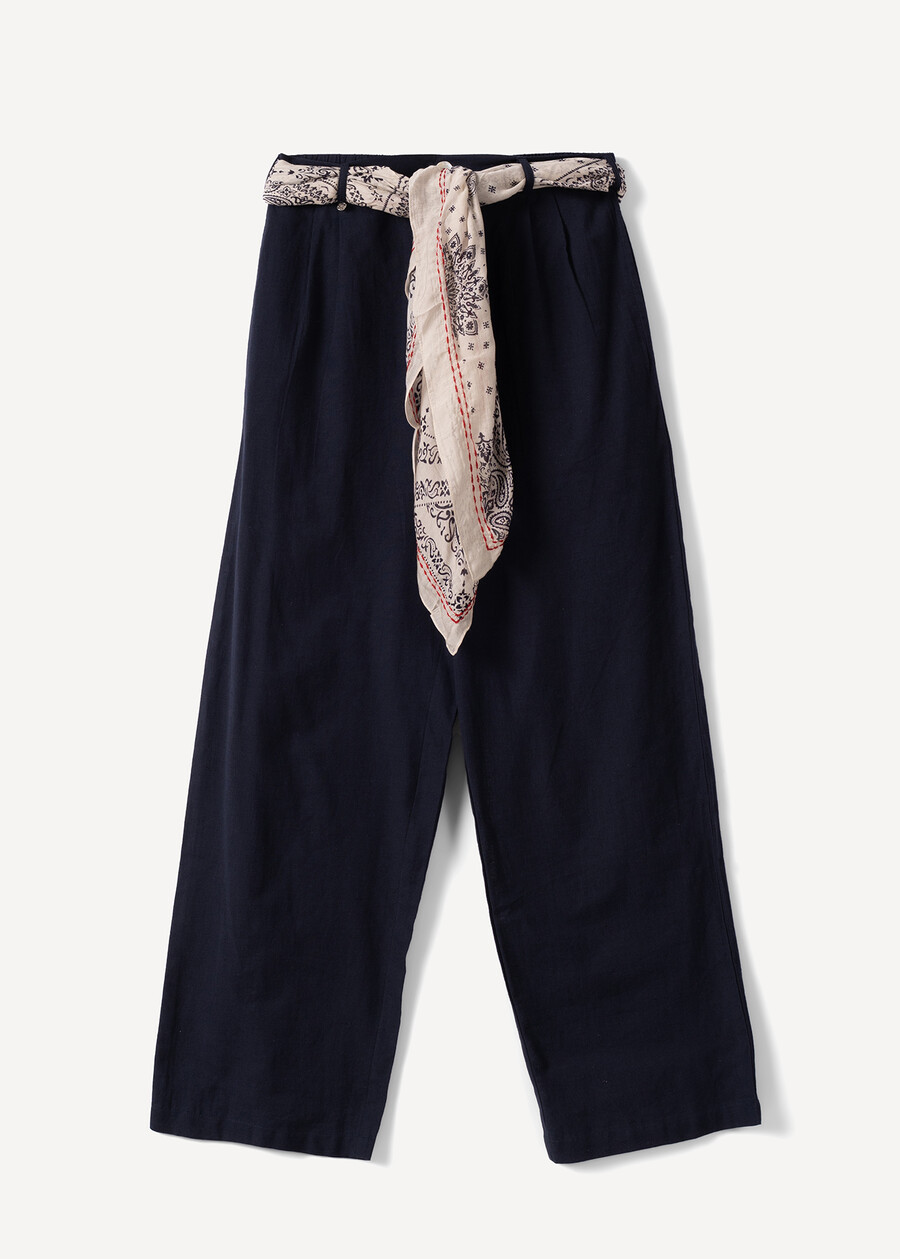 Pinocchietto Percey cotone e lino BLU Donna , immagine n. 6