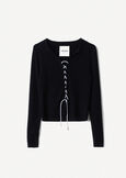 Melissa sweater with rhinestone lace NERO BLACK Woman image number 5