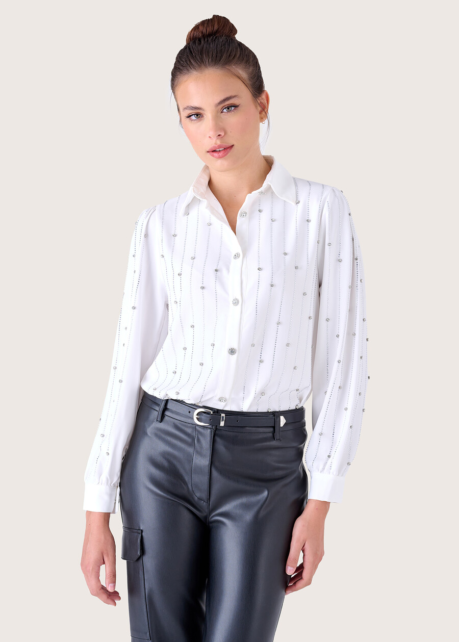 Casper georgette shirt BIANCO WHITE Woman , image number 1