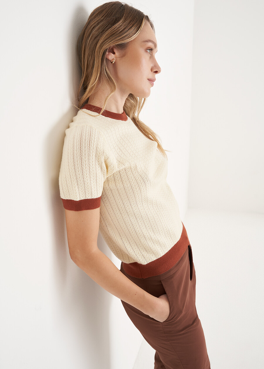 Six knitted t-shirt BEIGE AVENANERO BLACK Woman , image number 2