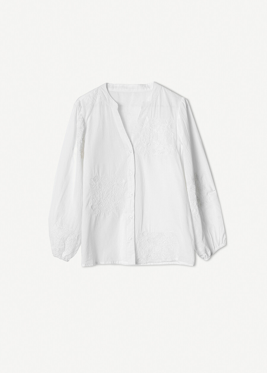 Claribel cotton embroidered shirt BIANCO WHITE Woman , image number 4