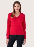 Marty jersey with strass neckline ROSSO PAPAVERO Woman image number 1