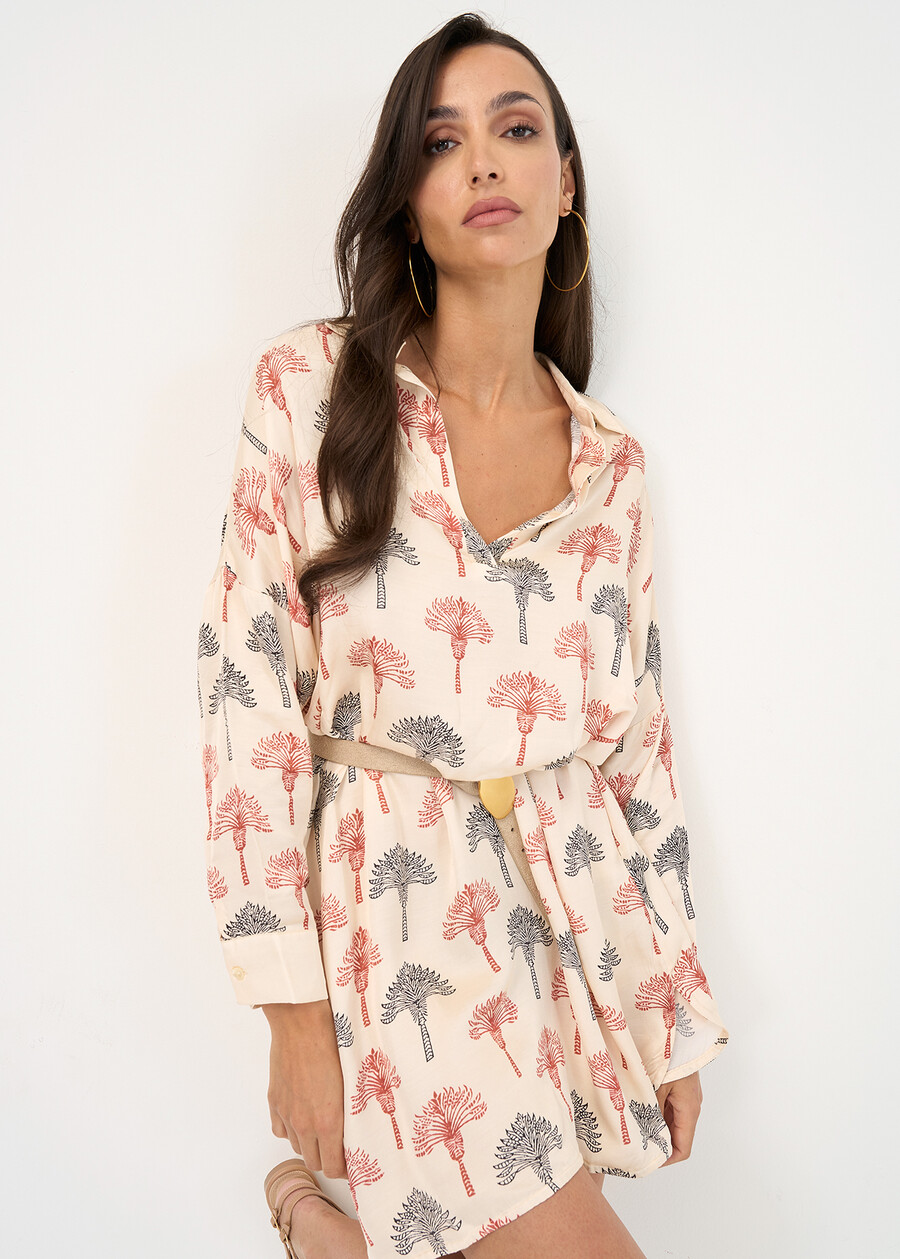 Maxi camicia Cady scolo a V BEIGE LATTE Donna , immagine n. 2