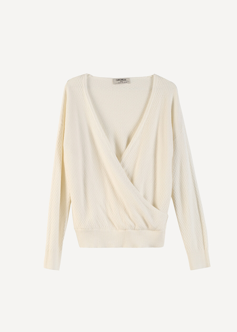Maglia Moyra incrociata a punto riso BEIGE LATTE Donna , immagine n. 6