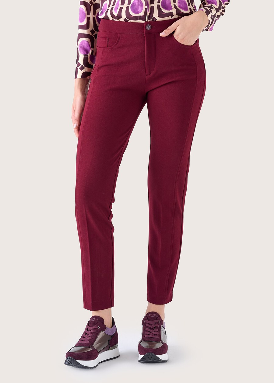 Pantalone Kate in tessuto screp NERO BLACKROSSO SYRAH Donna , immagine n. 3